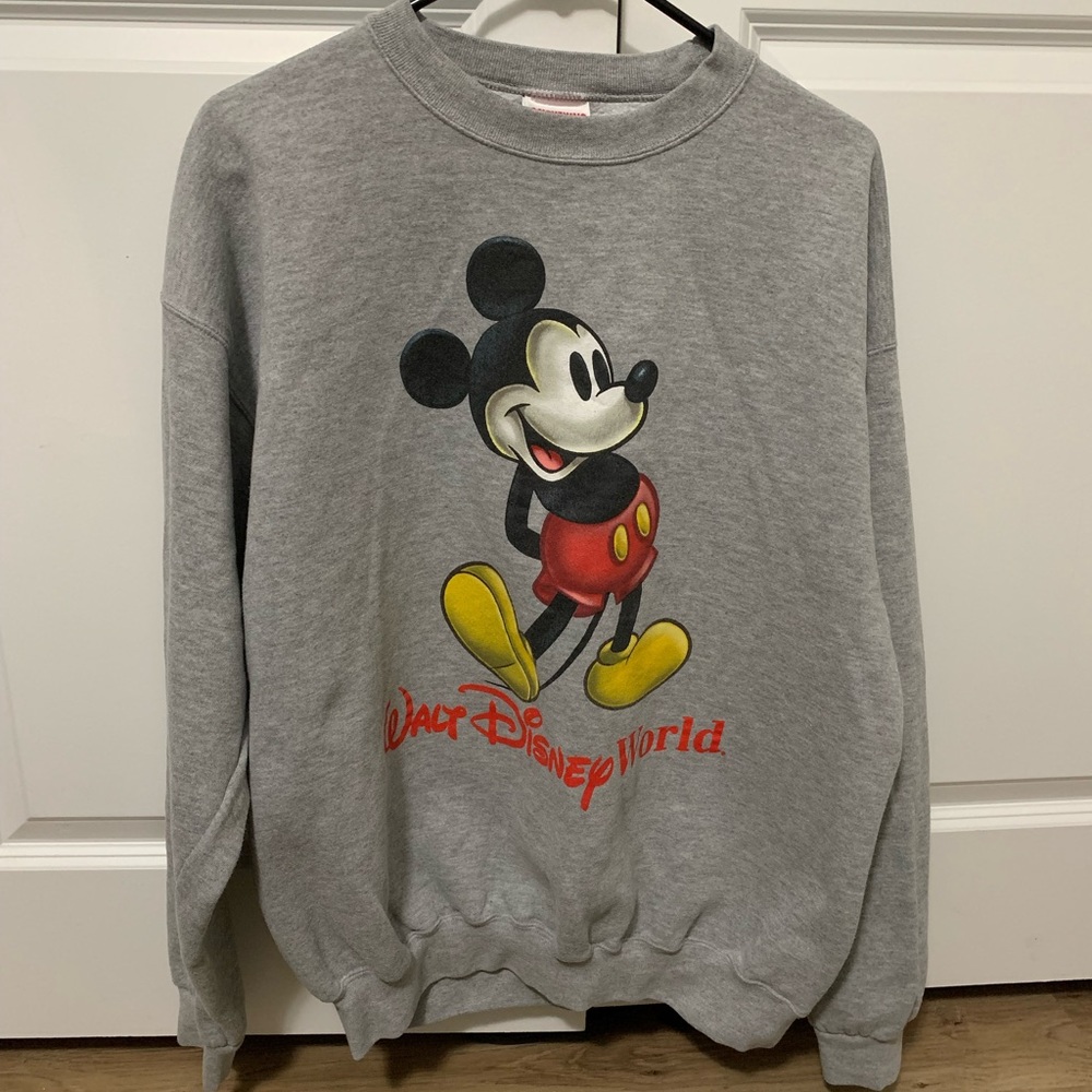 Vintage 80s 90s Mickey Mouse Walt Disney World White Crewneck Sweatshirt Sz XL